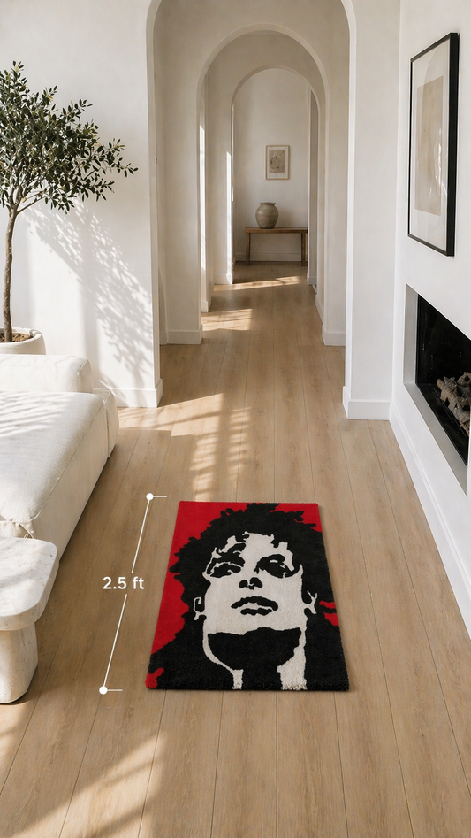 Michael Jackson Pop Art Music Icon Rug – Handmade Tufted Portrait Rug (2.5ft, 3ft, 4ft)