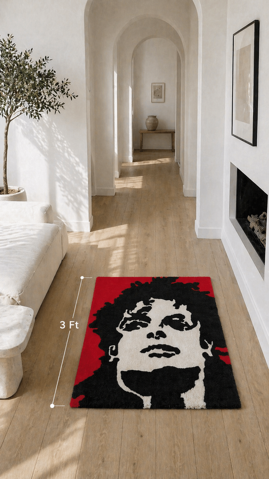 Michael Jackson Pop Art Music Icon Rug – Handmade Tufted Portrait Rug (2.5ft, 3ft, 4ft)
