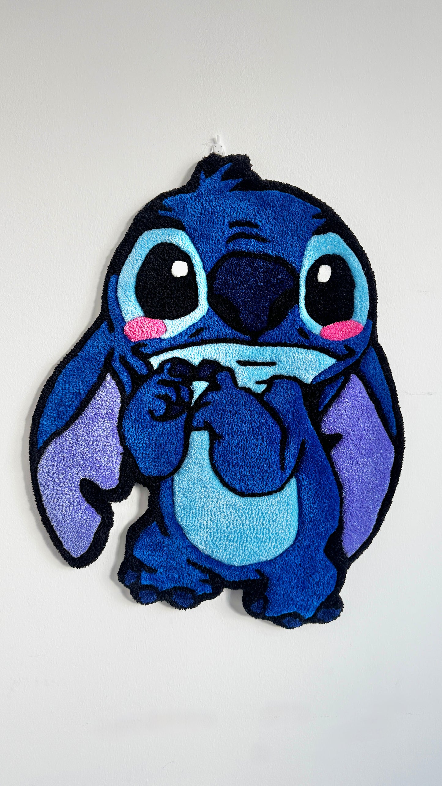 Blue Alien Cartoon Rug (Stitch Inspired) – Handmade Tufted Cute Character Rug (2ft, 3ft, 4ft)