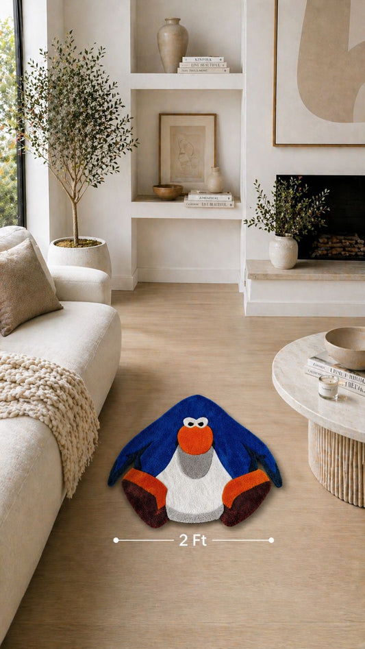 ClubPenguin Cartoon Rug – Handmade Tufted Nostalgia Character Rug (2ft, 3ft, 4ft)