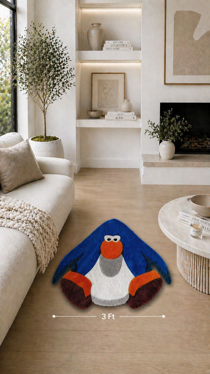 ClubPenguin Cartoon Rug – Handmade Tufted Nostalgia Character Rug (2ft, 3ft, 4ft)