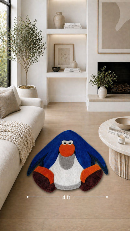 ClubPenguin Cartoon Rug – Handmade Tufted Nostalgia Character Rug (2ft, 3ft, 4ft)