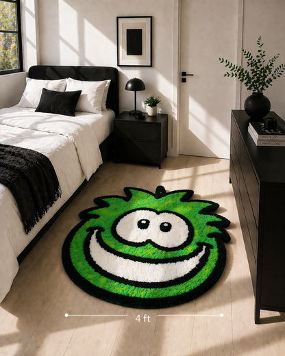 Green Puffle-Inspired Rug – Handmade Tufted Nostalgia Cartoon Rug (2ft, 3ft, 4ft)