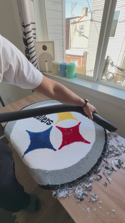 Pittsburgh Steelers Football Circle Rug – Handmade Tufted Sports Rug (3ft, 4ft)